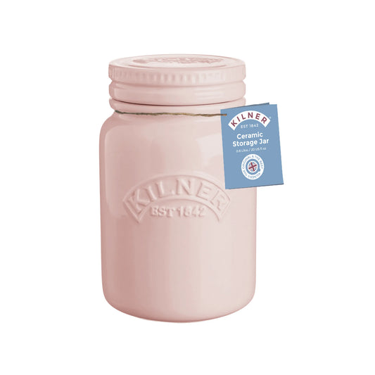 Kilner Ceramic Push Top Dusty Pink Jar 0.6 Litre