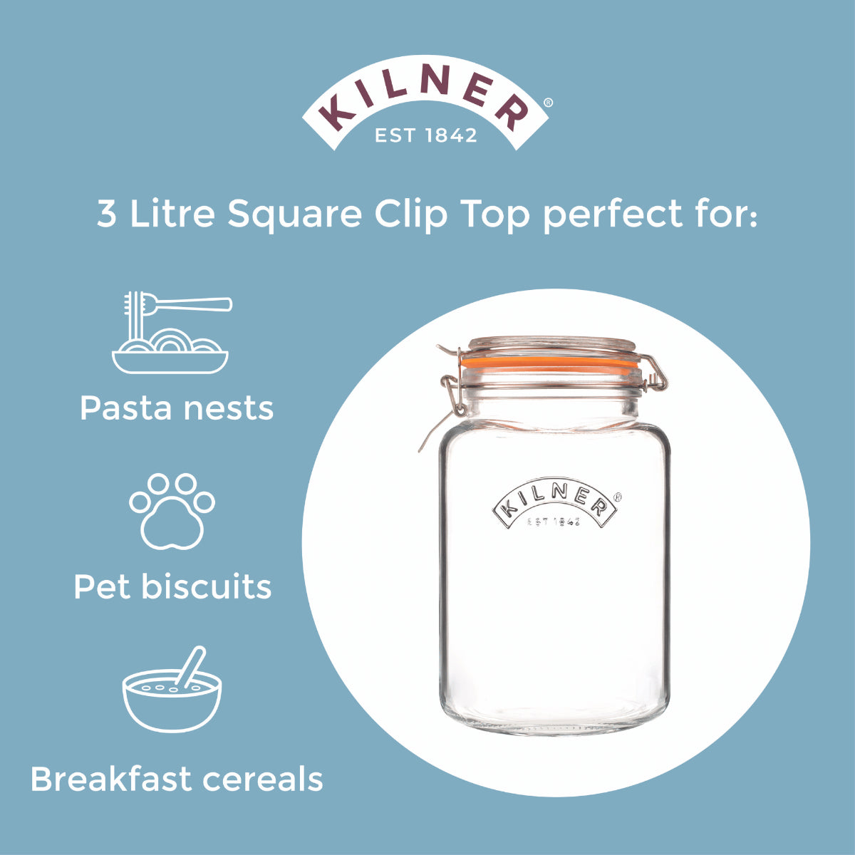Kilner Clip Top Square 3Litre