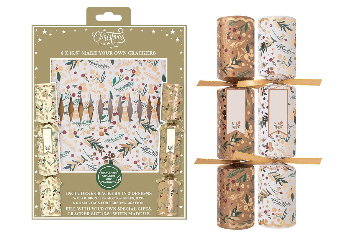 13.5" MYO Gold Christmas Crackers - Pack of 6