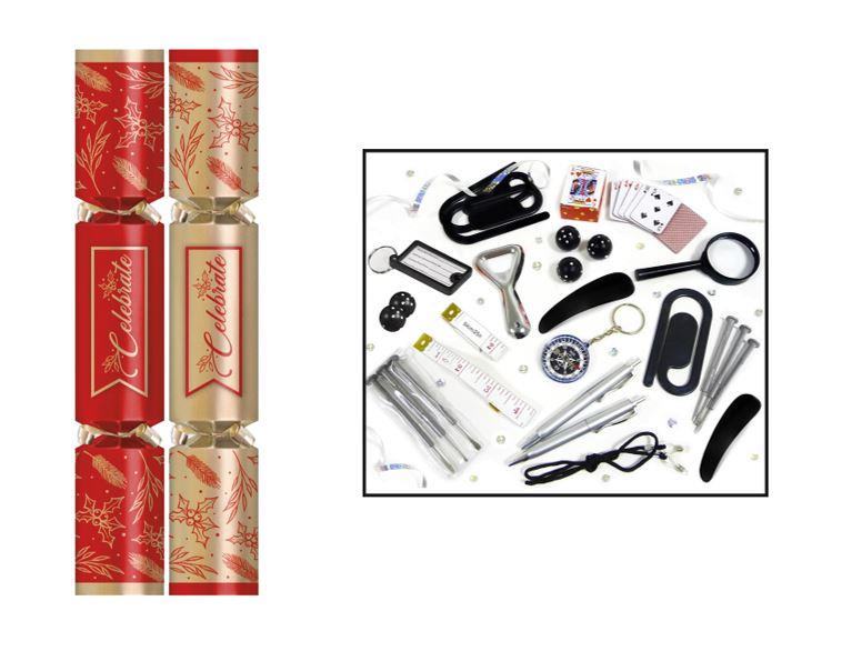 Celebrate Gold & Red 12" Christmas Crackers - Per 50