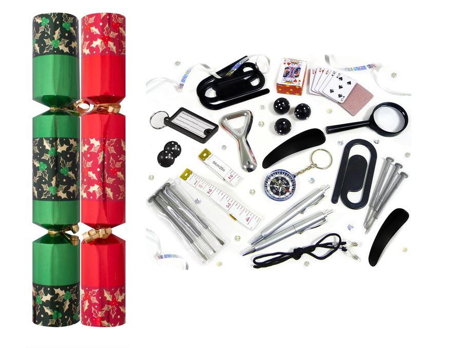 Red & Green Holly 12" Christmas Catering Crackers Per 50