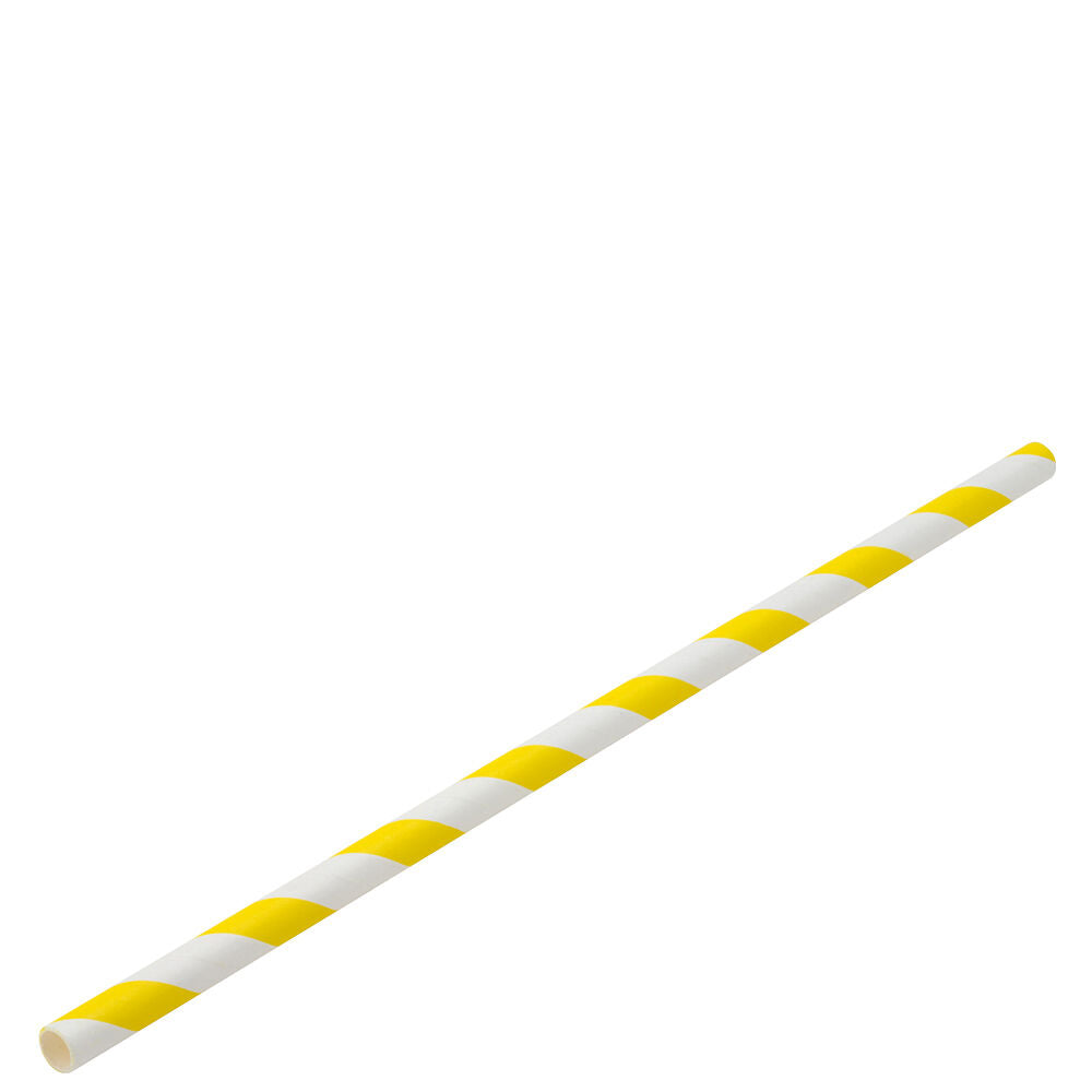 8' Paper Yellow striped Straws