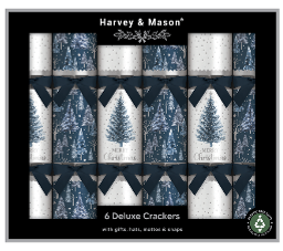 13.5" Deluxe Blue Tree Christmas Crackers - Pack of 6