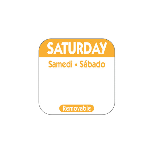 Saturday 'Orange' Day Dot Labels 25mm Per 1000