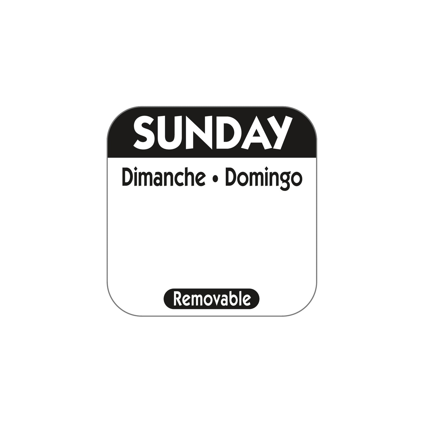 Sunday 'Black' Day Dot Labels 25mm Per 1000