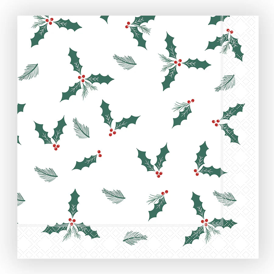 33cm 2Ply Jolly Holly Napkins - Pack of 100