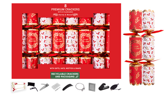 12.5" Red Wreath Christmas Crackers Per 8