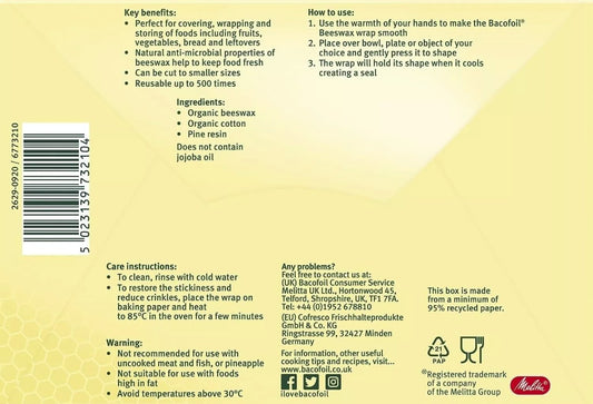 Bacofoil Organic Beeswax Wraps Pack of 2