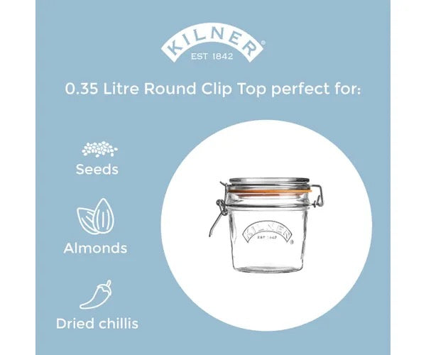 Kilner Round Clip Top Jar 0.35L - Set of 2