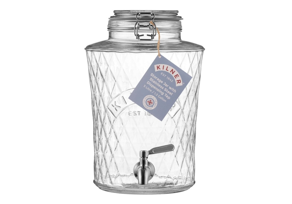 Kilner 5 Litre Diamond Glass Drinks Dispenser
