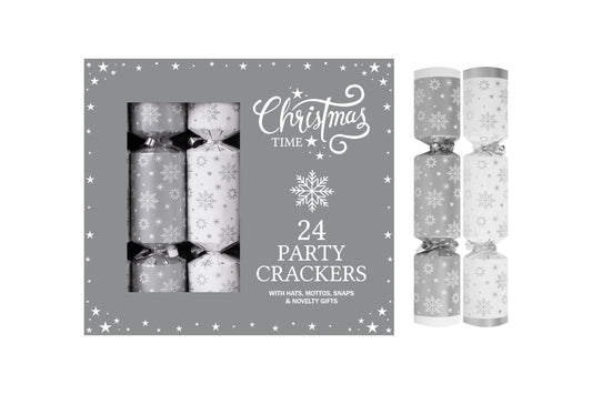 24 Pack 9" Silver Stars Cracker Party Box