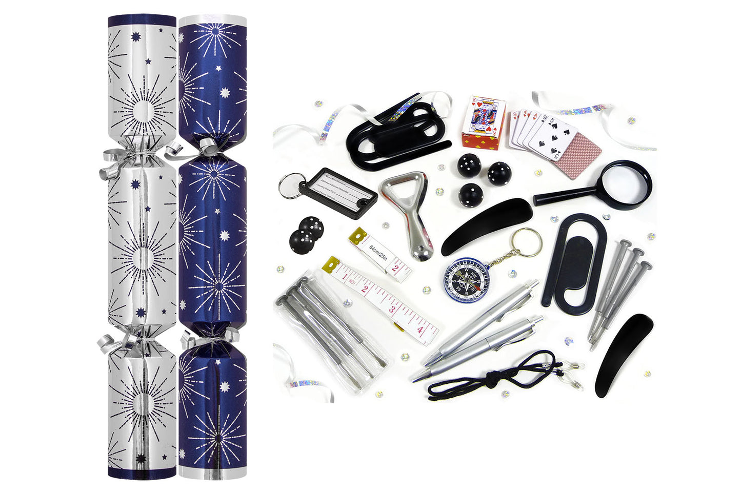 12" Blue Starburst Christmas Catering Crackers - Per 50
