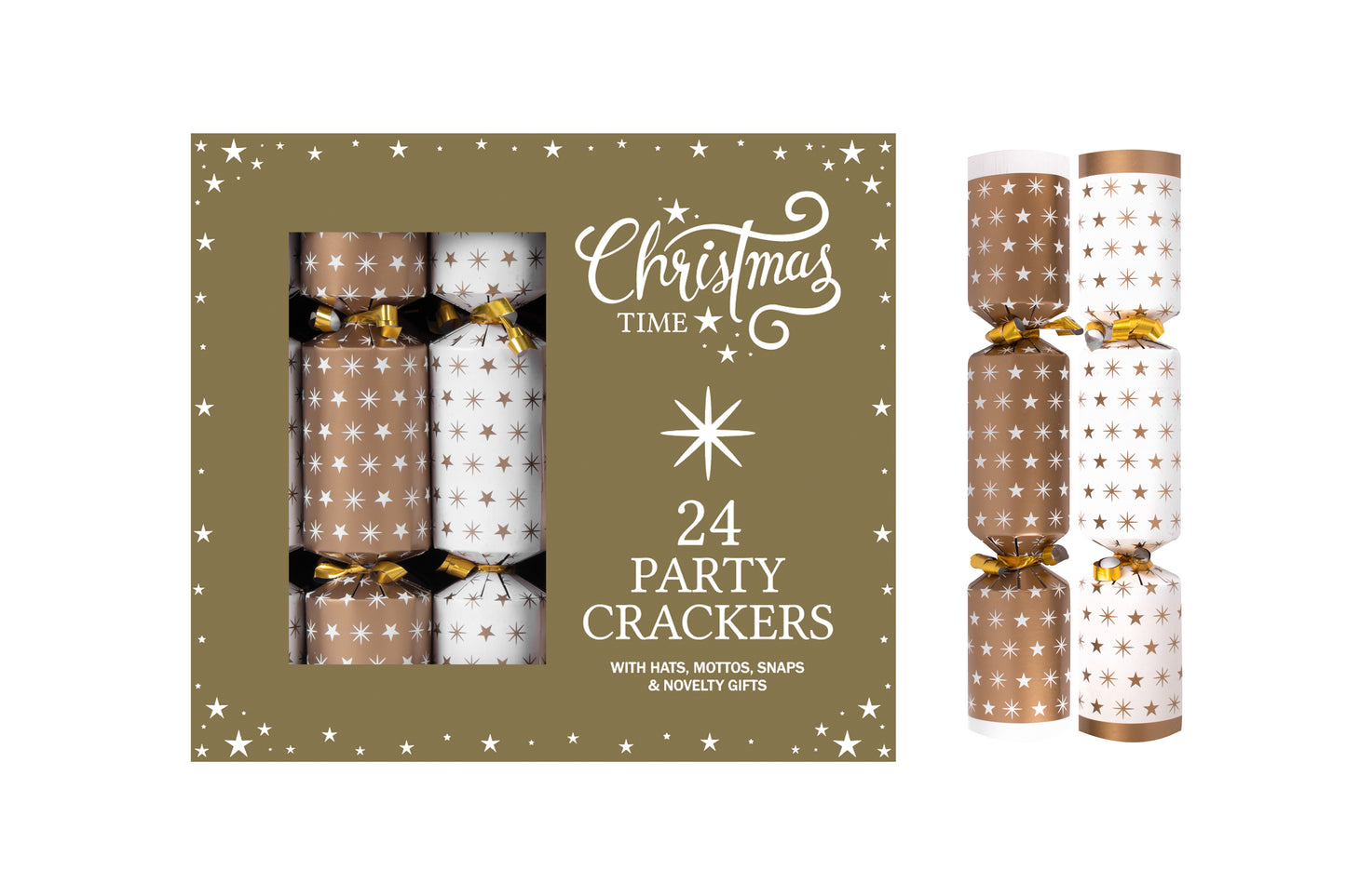 24 Pack 9" Gold Stars Cracker Party Box