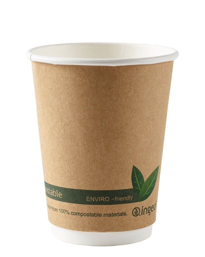 12oz Kraft Compostable Double Wall Cup