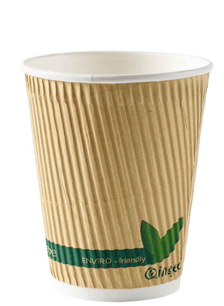 12oz Kraft Compostable Ripple Cups Per 500