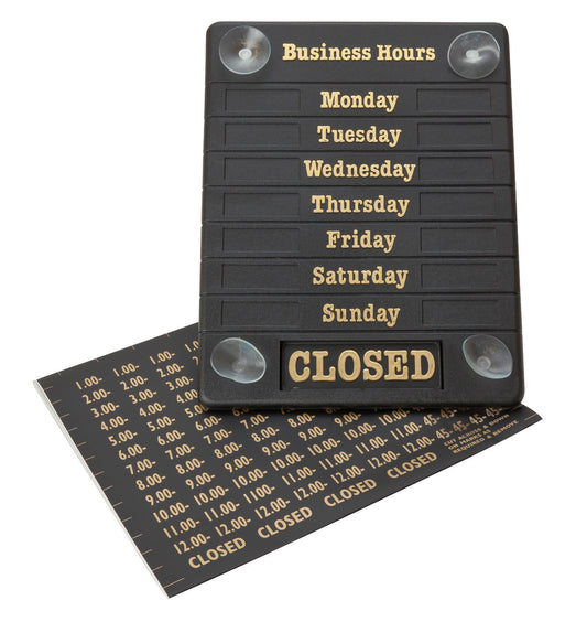 Hours of business sign