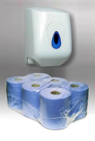 Blue Plastic Major CentreFeed Dispenser + 6 centrefeed rolls