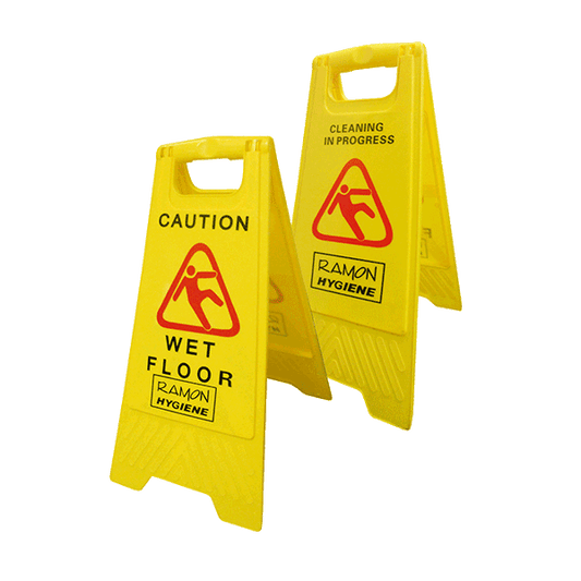 5 Pack Of "A" Frame Wet Floor & Cleaning In Progress Warning Hazard Sign - Comes With TCH Anti-Bacterial Pen!