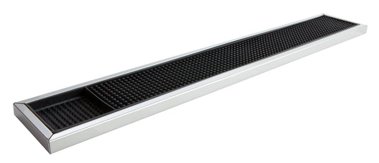 Deluxe Black Rubber Bar Mat with stainless steel Trim