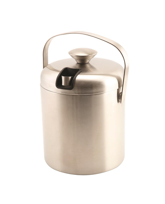 Genware Insulated Stainless Steel Ice Bucket & Tong 1.2L Each