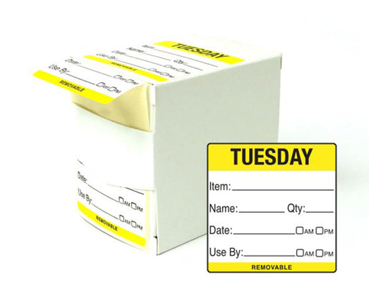 'Tuesday' 50mm Food Rotation Labels Per 500