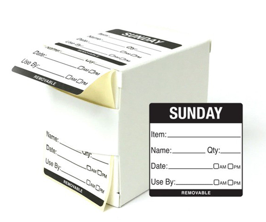 'Sunday' 50mm Food Rotation Label Per 500