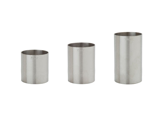 Three Piece Stainless Steel Thimble Set 25ml,35ml,50ml