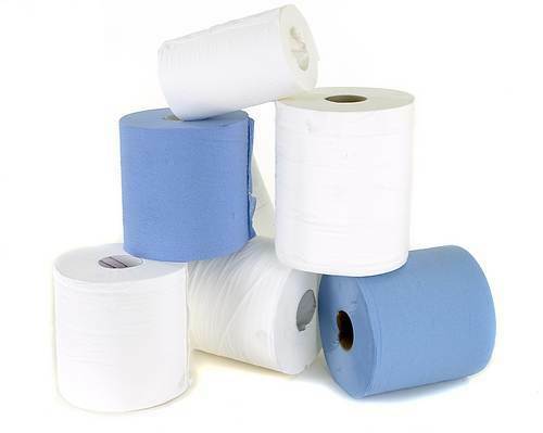 2Ply Blue Embossed Major Centre Feed Rolls Per 6