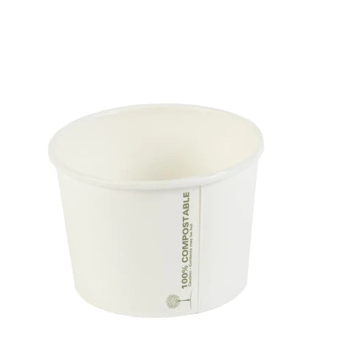 8oz White Compostable Soup Containers