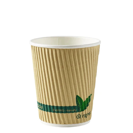 8oz Kraft Compostable Ripple Cups