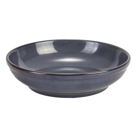 Terra stoneware rustic blue coupe bowl  27.5 x 6.5cm