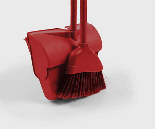 Red 10" Light Weight Lobby Dustpan & Brush