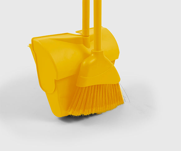 Yellow 10" Light Weight Lobby Dustpan & Brush