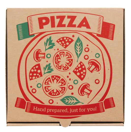12" Printed Brown Pizza Boxes Per 50