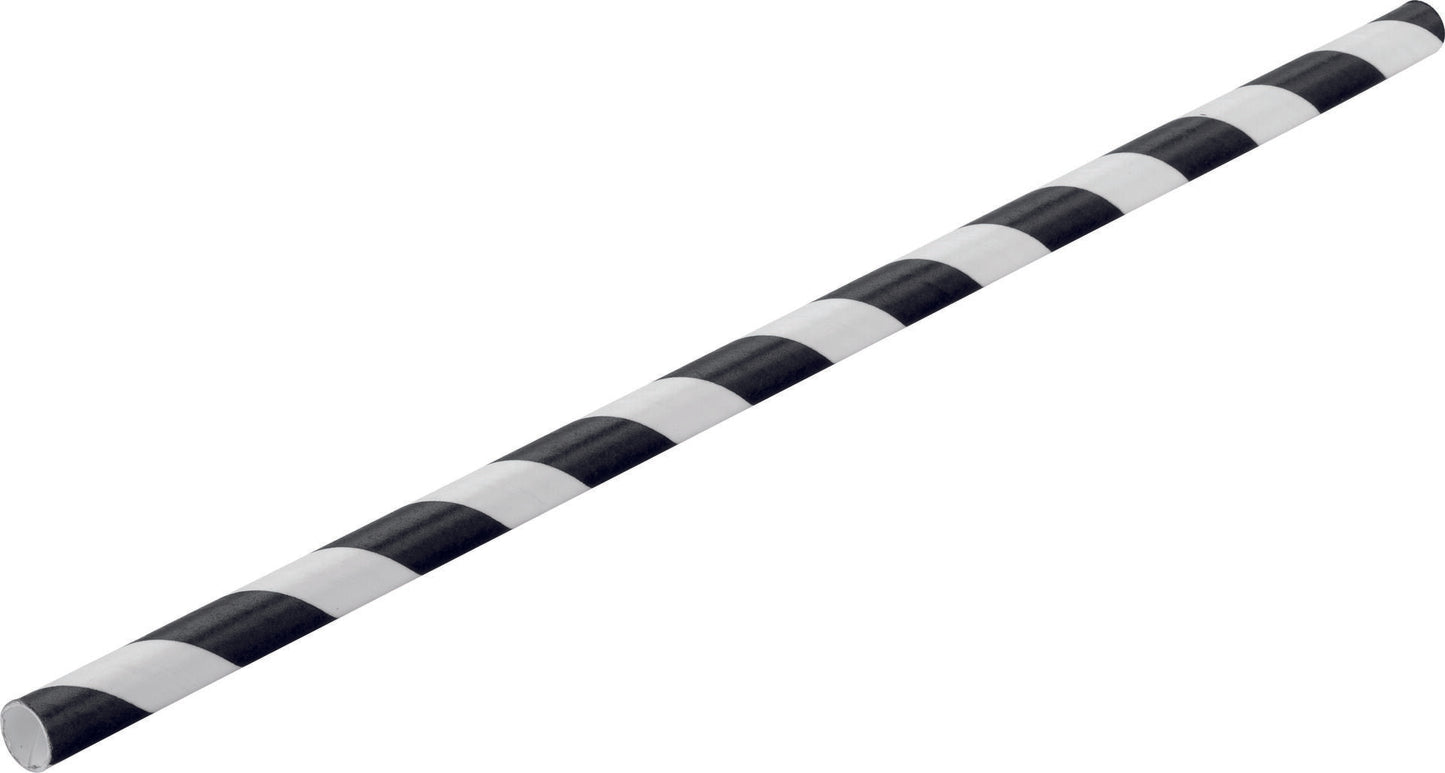 8" Paper Black Stripe Straw