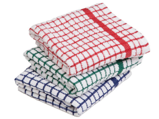 Blue Luxury Terry Check T/Towels