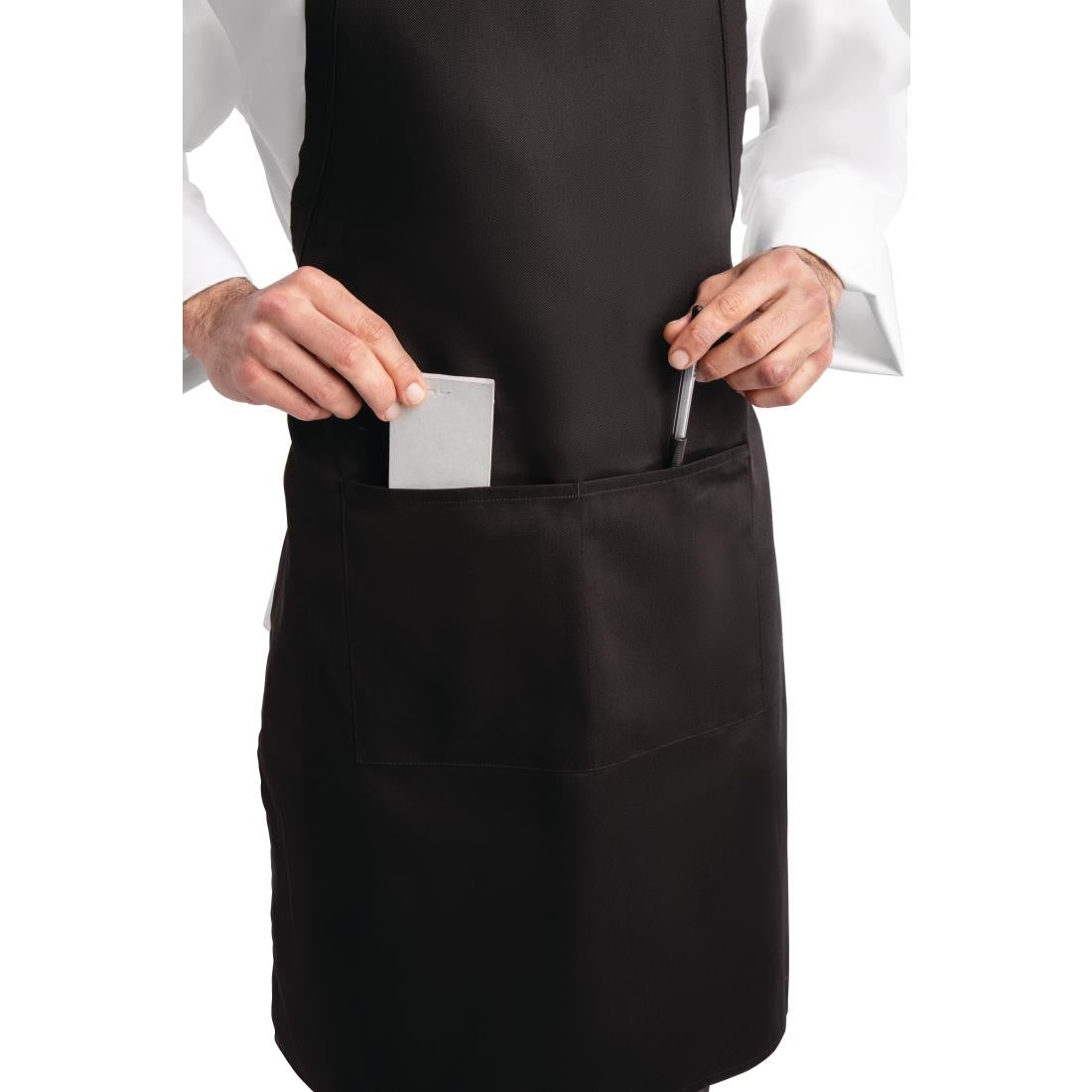 Adjustable Neck Bib Apron Black With Pockets