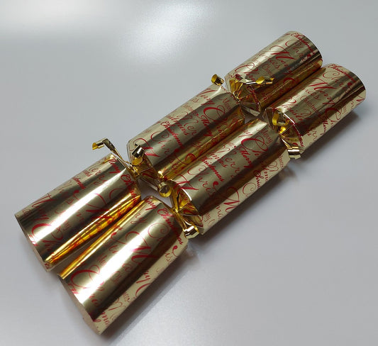 Gold & Red 12" Scripted Christmas Crackers