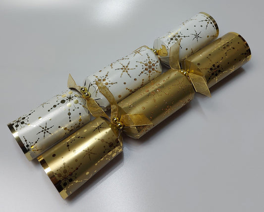 Gold & Cream 14" Snowflake Christmas Crackers