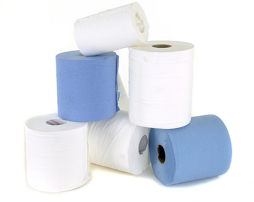 2Ply White Embossed Major Centre Feed Rolls Per 6