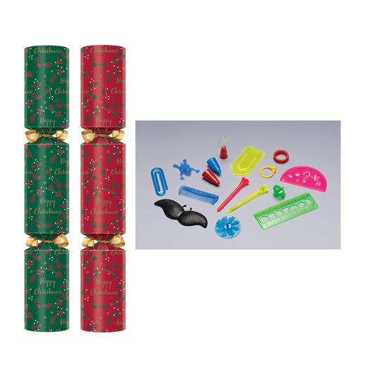 Holly Wreath 11" Red & Green Christmas Crackers Per 50