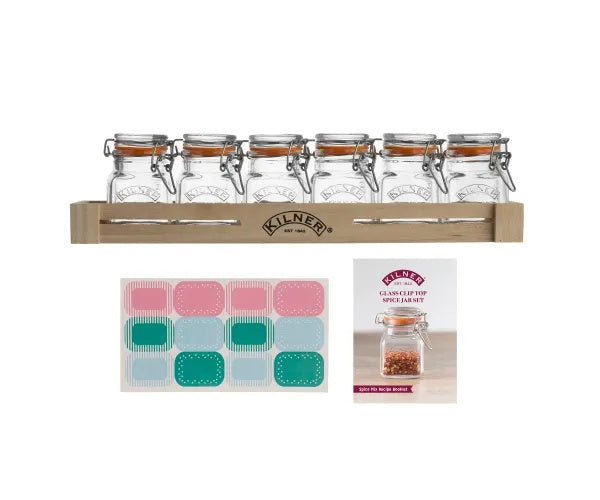 Kilner Glass Clip Top Spice Jar Set