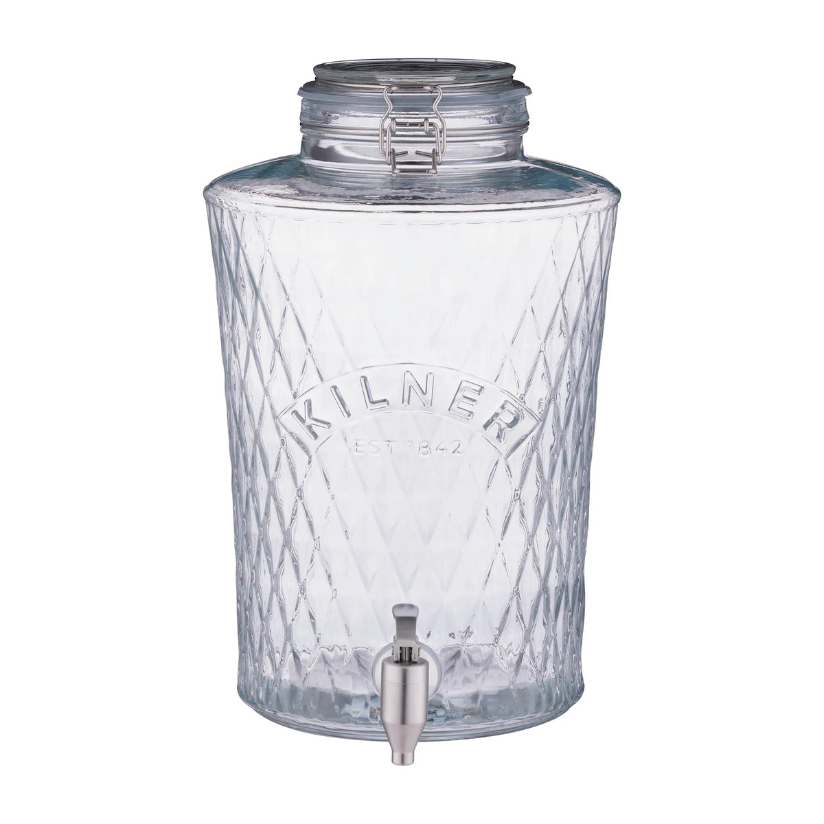Kilner 8L Diamond Dispenser With Stainless Steel Pull Tap