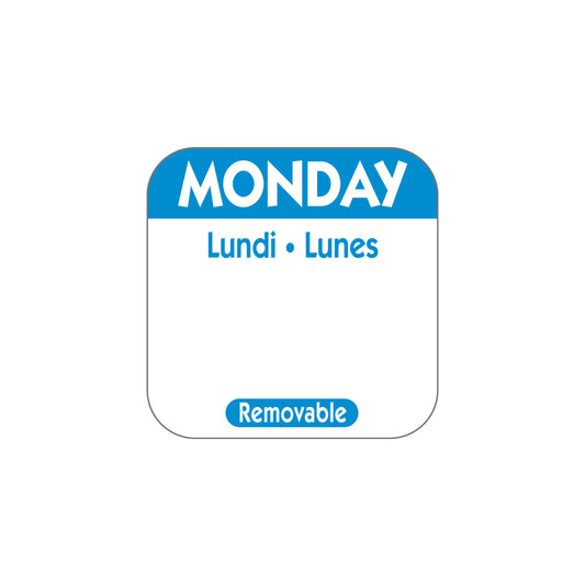 Monday 'Blue' Day Dot Labels 25mm Per 1000