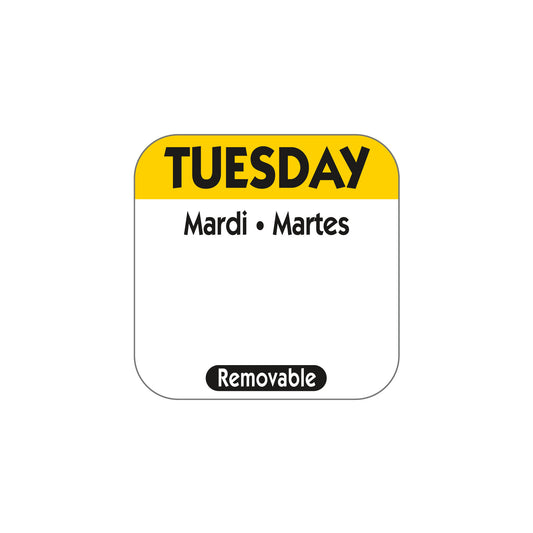 Tuesday 'Yellow' Day Dot Labels 25mm Per 1000