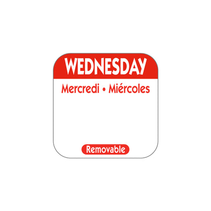 Wednesday 'Red' Day Dot Labels 25mm Per 1000