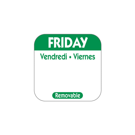 Friday 'Green' Day Dot Labels 25mm Per 1000