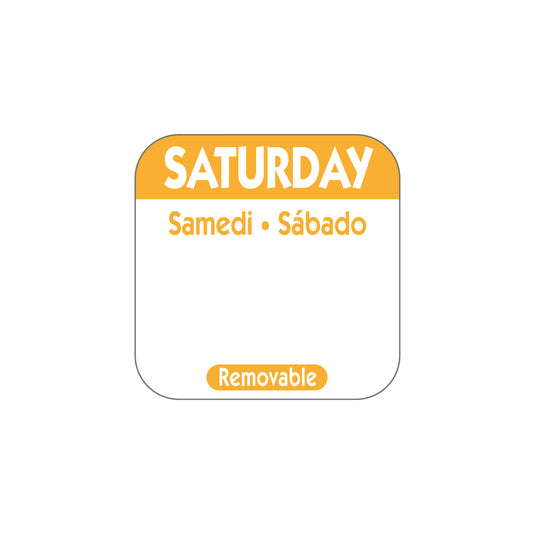 Saturday 'Orange' Day Dot Labels 25mm Per 1000