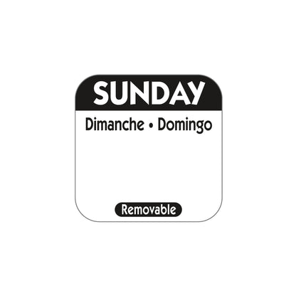 Sunday 'Black' Day Dot Labels 25mm Per 1000