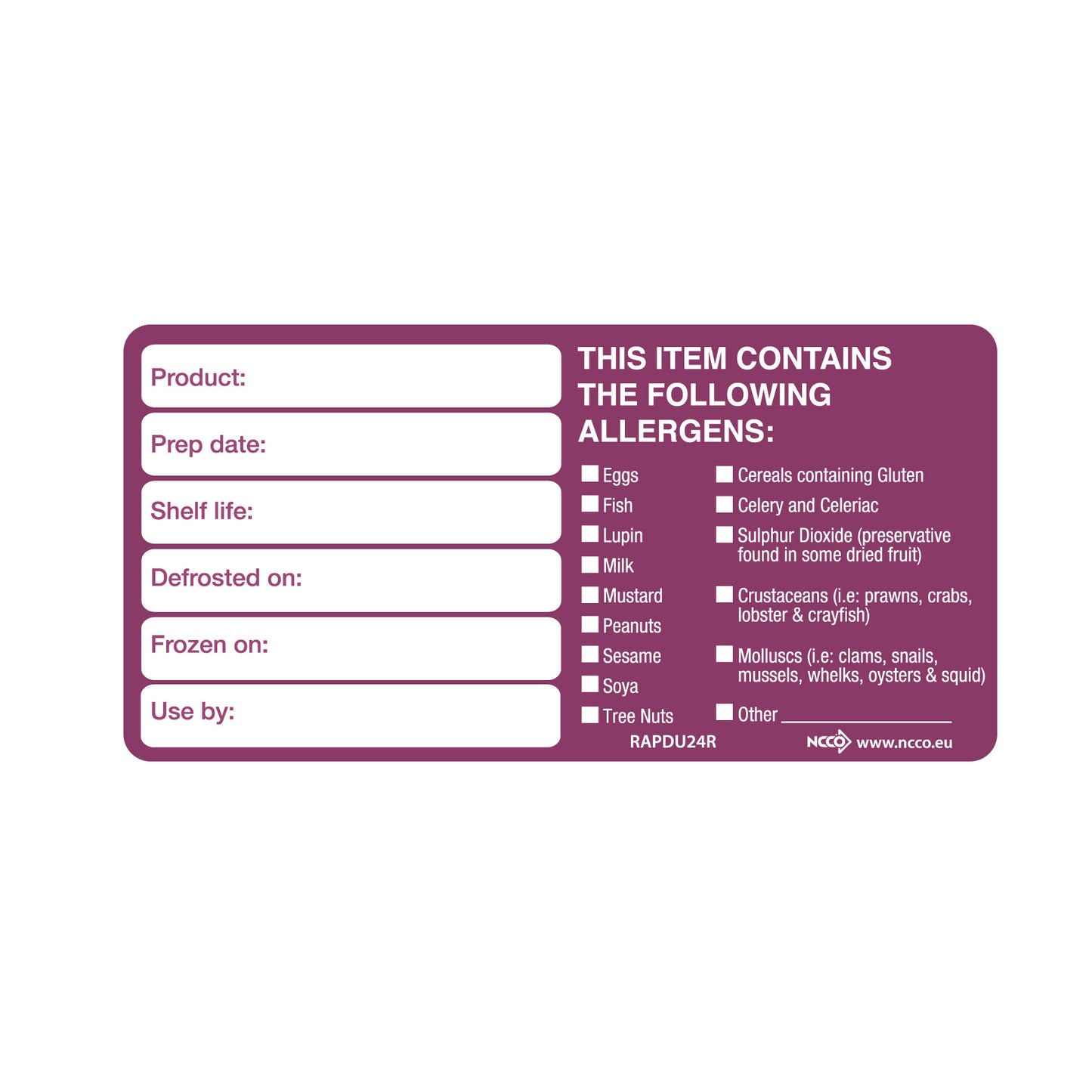 500 x Removable Allergen Product Date/Use By Labels